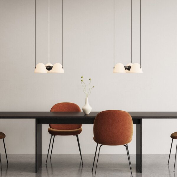 Lampada a sospensione Made By Hand, Fuse Triple, dimmerabile, Bianco, Sala da pranzo, Vetro, Design