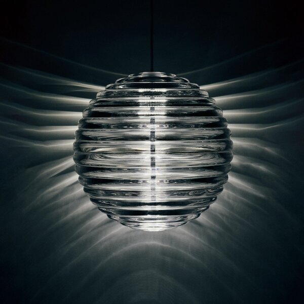 Lampada a sospensione Tom Dixon, Press Sphere, dimmerabile, Trasparente, Soggiorno, Vetro, Design