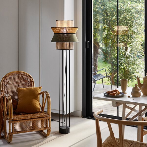 Lampada da terra MARKET SET, Singapour DBL, Multicolore, Soggiorno, Legno, Design