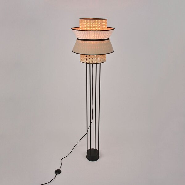 Lampada da terra MARKET SET, Singapour DBL, Beige, Soggiorno, Legno, Design
