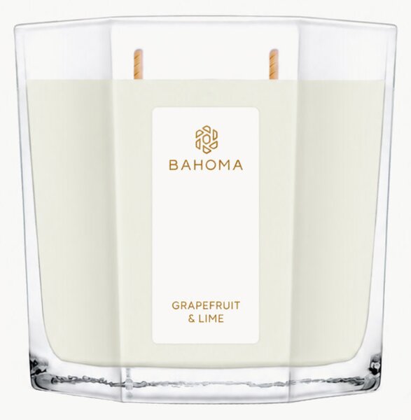 Candela profumata fatta a mano a due stoppini Pearl (pompelmo, lime)