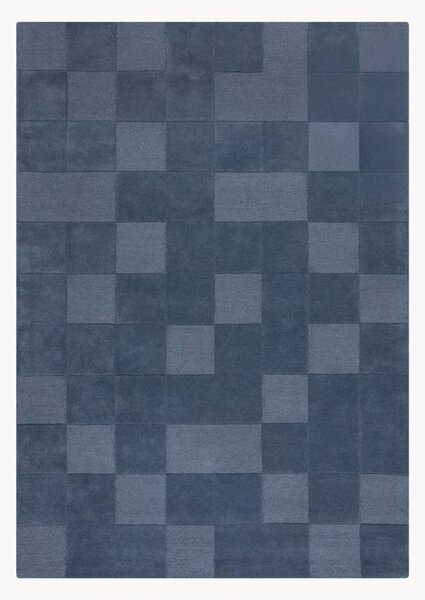 Tappeto in lana fatto a mano con motivo in rilievo Checkerboard