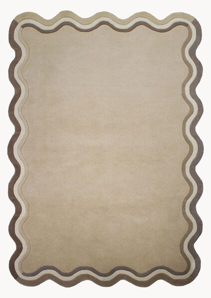 Tappeto in lana a pelo corto fatto a mano Leo Scallop Border