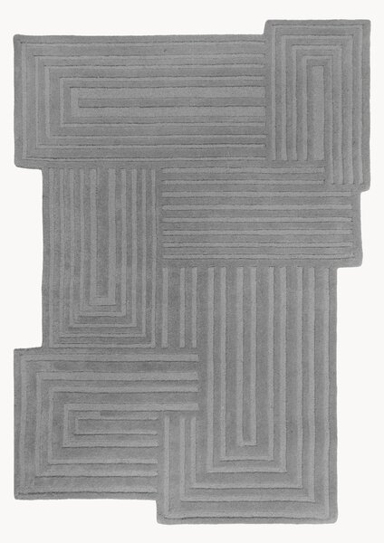 Tappeto in lana fatto a mano con motivo in rilievo Zen Rectangles