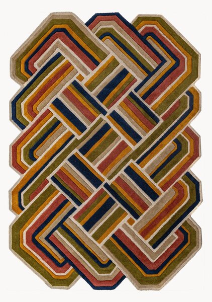 Tappeto in lana fatto a mano con motivo in rilievo Lattice Shaped