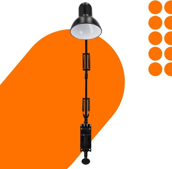 Lampada da tavolo con morsetto 1xE27/60W/230V nera
