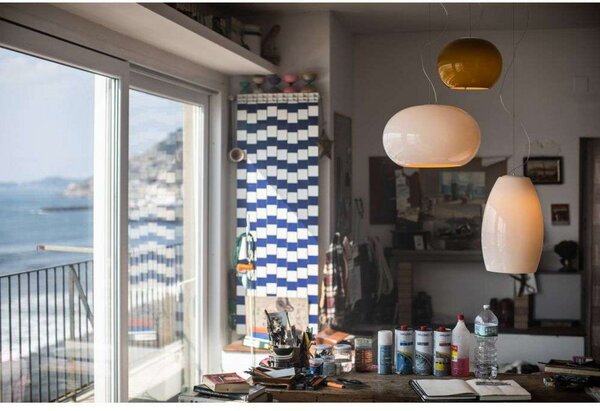 Lampada a sospensione Foscarini, Grigio, Soggiorno, Vetro