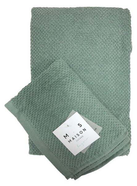 Maison Sucrée Asciugamani Viso e Ospite Pepe var.27 Eucalipto Spugna 100% Cotone