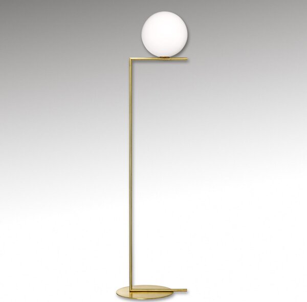 Lampada da terra FLOS, IC F2, dimmerabile, Dorato / Ottone, Soggiorno, Metallo, Design