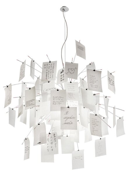 Lampada a sospensione Ingo Maurer, Zettel'z 5, dimmerabile, Bianco, Soggiorno, Carta / Cartone, Design