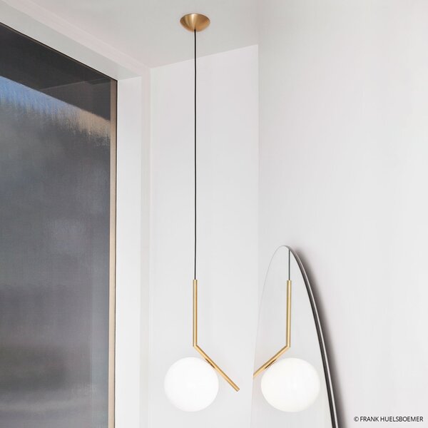 Lampada a sospensione FLOS, IC S2, dimmerabile, Dorato / Ottone, Soggiorno, Metallo, Design