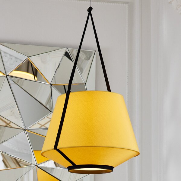 Lampada a sospensione Forestier, Carrie S, dimmerabile, Giallo, Soggiorno, Tessuto / Tessile, Design