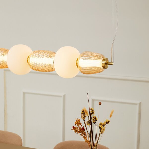 Lampada a sospensione LOOM DESIGN, Pearl 7, dimmerabile, Dorato / Ottone, Soggiorno, Vetro, Moderno