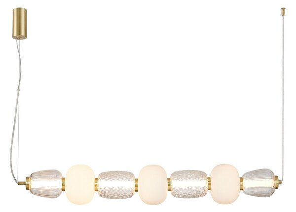 Lampada a sospensione LOOM DESIGN, Pearl 7, dimmerabile, Dorato / Ottone, Soggiorno, Vetro, Moderno