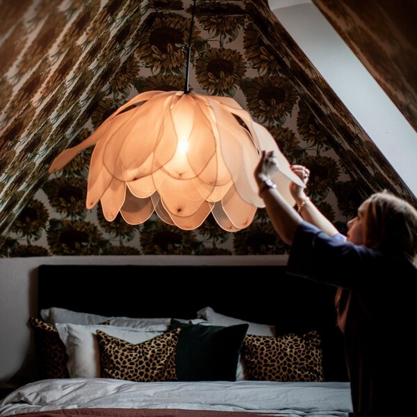 Lampada a sospensione By Rydéns, Lou Lou, dimmerabile, Beige, Soggiorno, Tessuto / Tessile