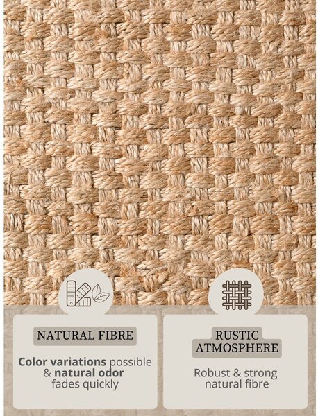 Passatoia di colore naturale in iuta reversibile/tessuta a mano 80x300 cm Fjord – Hanse Home