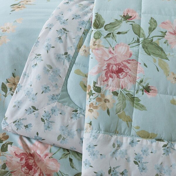 Copriletto blu con rivestimento trapuntato 220x230 cm Avebury Floral – Catherine Lansfield