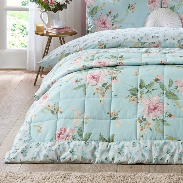 Copriletto blu con rivestimento trapuntato 220x230 cm Avebury Floral – Catherine Lansfield