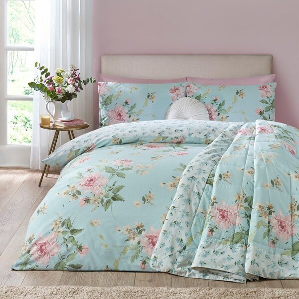 Set copripiumino e federa blu per letto singolo 135x200 cm Avebury Floral – Catherine Lansfield