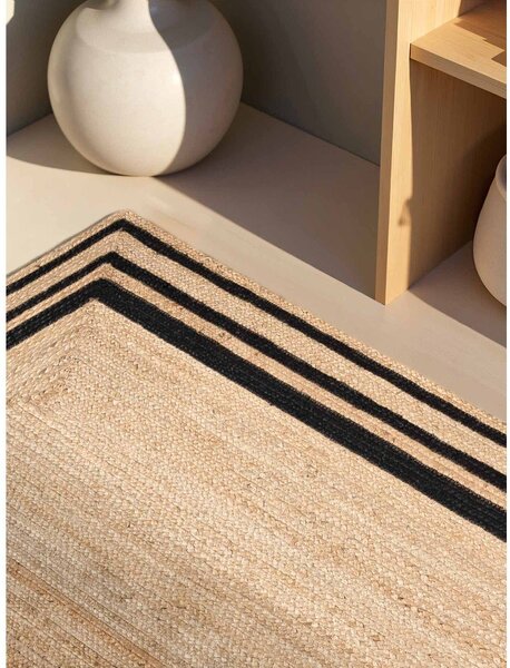 Tappeto nero/di colore naturale in iuta reversibile/tessuto a mano 160x230 cm Jutta – Hanse Home
