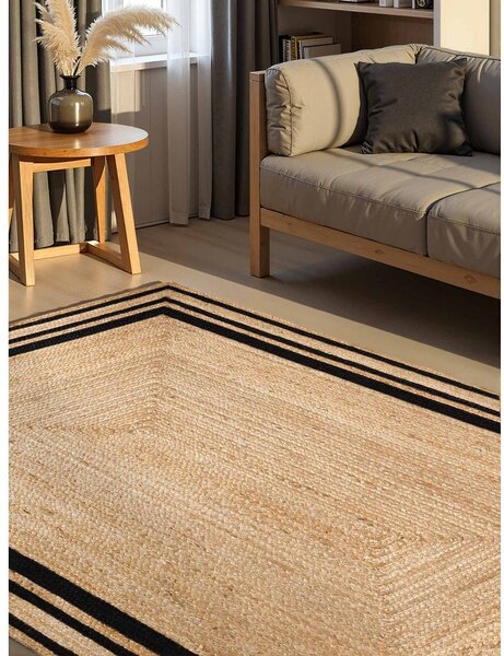 Tappeto nero/di colore naturale in iuta reversibile/tessuto a mano 160x230 cm Jutta – Hanse Home