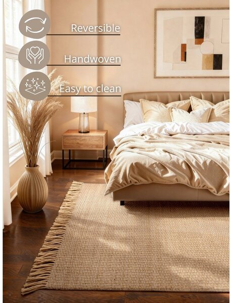 Tappeto di colore naturale in iuta reversibile/tessuto a mano 120x170 cm Fjord – Hanse Home