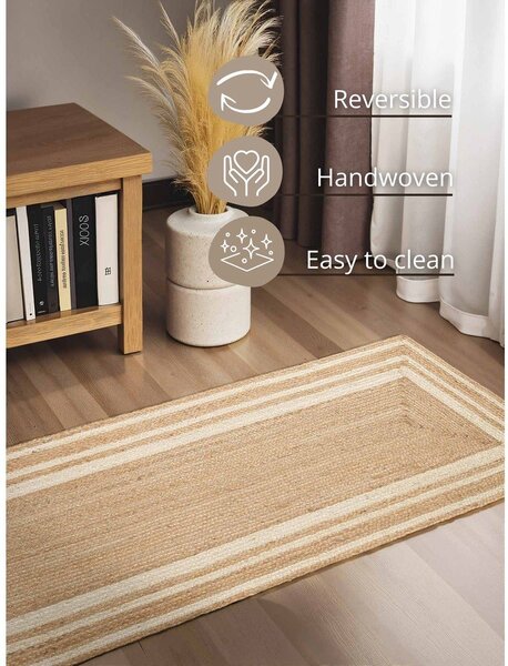 Passatoia color crema/di colore naturale in iuta reversibile/tessuta a mano 70x200 cm Jutta – Hanse Home