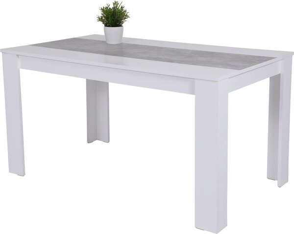 Tavolo da pranzo Lilo - decoro bianco / aspetto cemento - dimensioni 138 x 80 x 76 cm