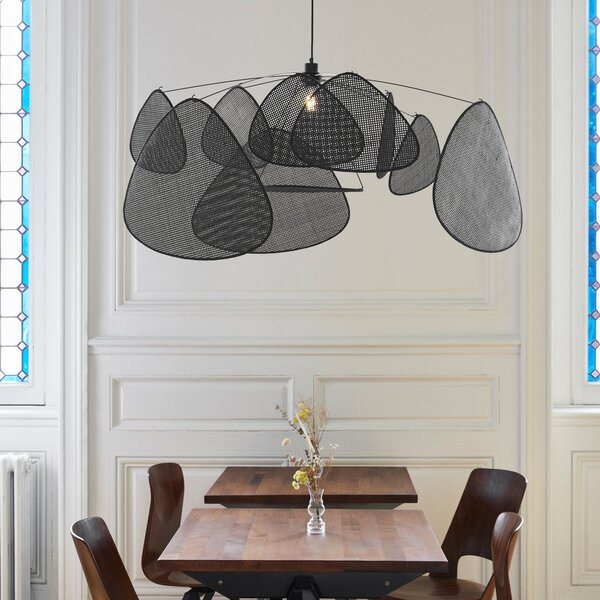 Lampada a sospensione MARKET SET, Screen XL, dimmerabile, Nero, Soggiorno, Legno, Design
