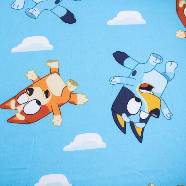 Lenzuolo con angoli per bambini blu in cotone per letto singolo 90x200 cm Bluey – Jerry Fabrics
