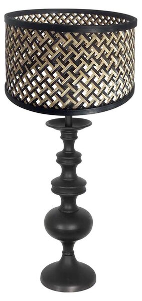 Anne Lighting - lampada da tavolo - Lyons - nero - bambù legno - Ø 20cm - E27 - 3749ZW