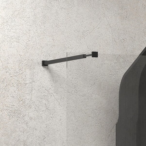 Kamalu walk-in doccia 140cm con staffe nere vetro trasparente kw3000n