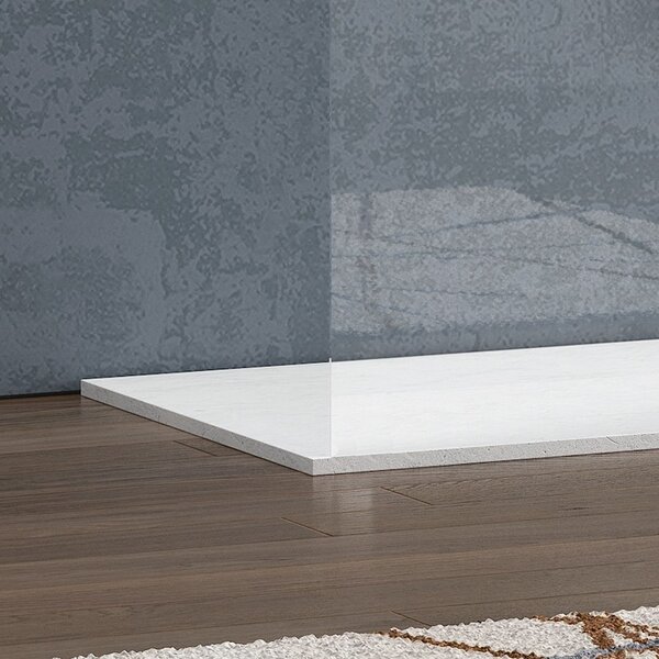 Kamalu doccia walkin 140cm con staffe bianche vetro trasparente kw3000b