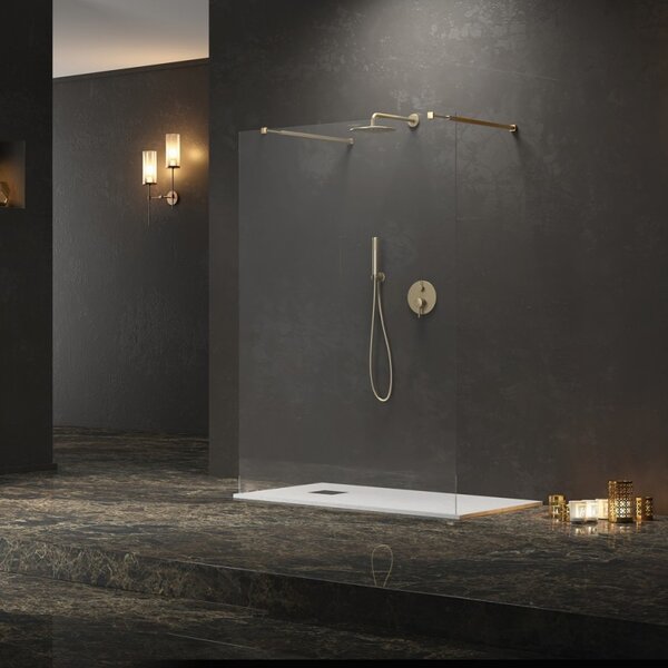 Kamalu parete doccia walk-in 140cm finitura oro satinato | kw3000r