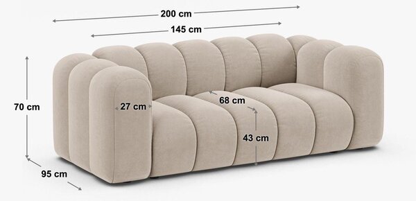Divano blu scuro con rivestimento in ciniglia 200 cm Lupine – Micadoni