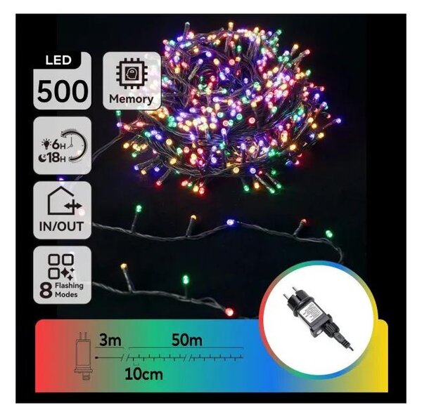 Aigostar - Catena luminosa natalizia da esterno LED RGBY 500xLED/3,6W/230V 50m IP44