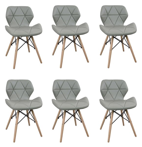 NAOMIE - sedia moderna in ecopelle e legno set da 6
