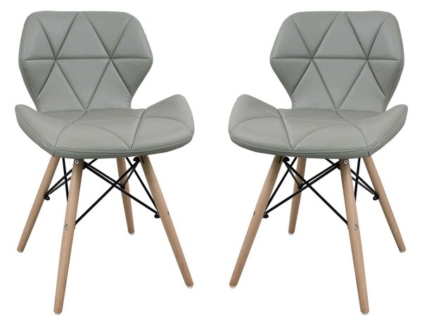 NAOMIE - sedia moderna in ecopelle e legno set da 2