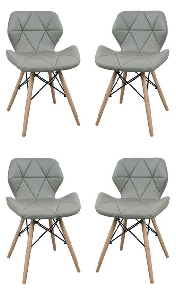 NAOMIE - sedia moderna in ecopelle e legno set da 4