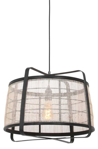 Anne Lighting - lampada a sospensione - Capos - nero - legno tessuto - Ø 48cm - E27 - 3511ZW
