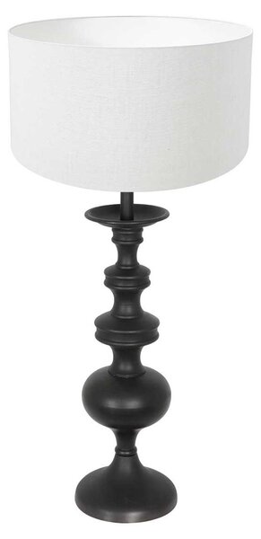 Anne Lighting - lampada da tavolo - Lyons - nero - legno lino - Ø 40cm - E27 - 3485ZW
