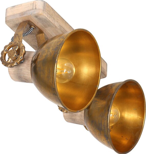 Mexlite - faretto - Gearwood - bronzo - metallo legno di gomma - faretto a superficie - E27 - 7969BR