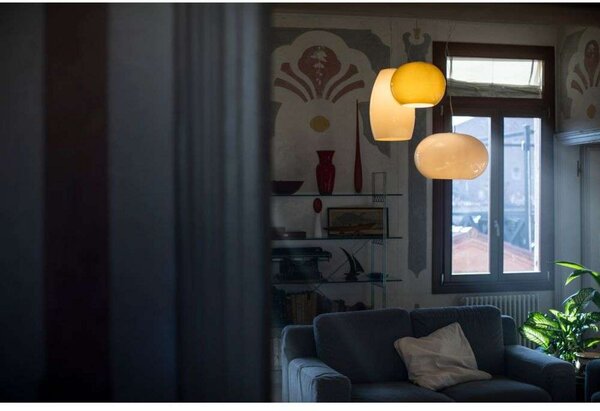 Lampada a sospensione Foscarini, Bianco, Sala da pranzo, Vetro