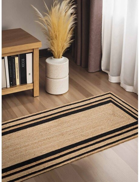 Passatoia nera/di colore naturale in iuta reversibile/tessuta a mano 80x250 cm Looma – Hanse Home
