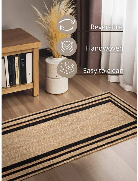 Passatoia nera/di colore naturale in iuta reversibile/tessuta a mano 80x250 cm Looma – Hanse Home