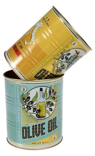 Scatole in set decorative in stagno 2 pz ø 11x13 cm Olive Oil – Rex London