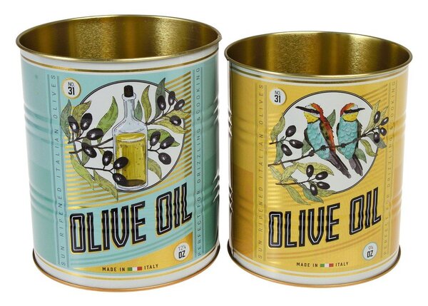Scatole in set decorative in stagno 2 pz ø 11x13 cm Olive Oil – Rex London