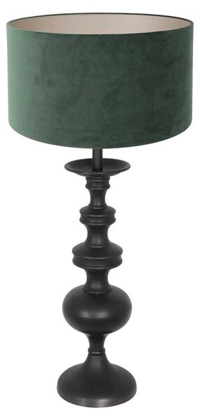 Anne Lighting - lampada da tavolo - Lyons - nero - legno velluto - Ø 40cm - E27 - 3487ZW