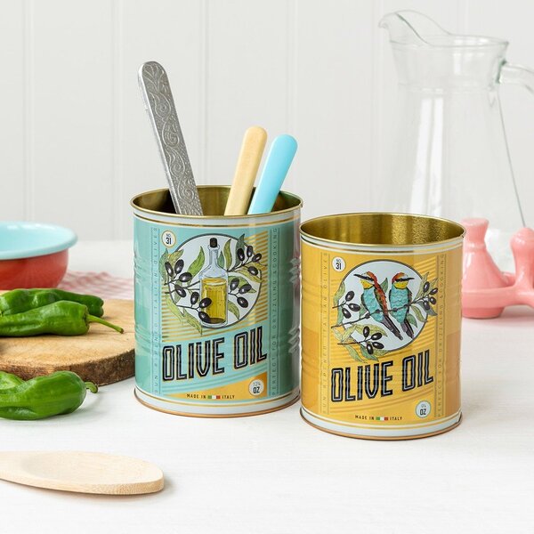 Scatole in set decorative in stagno 2 pz ø 11x13 cm Olive Oil – Rex London