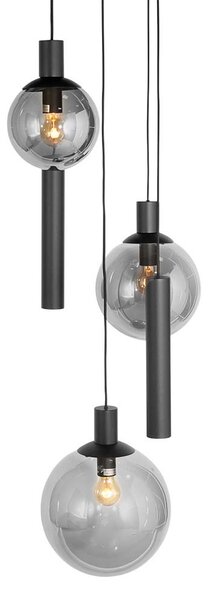 Steinhauer - lampada a sospensione - Bollique LED - nero - vetro metallo vetro fumé - Ø 60cm - E27_GU10 - 3800ZW